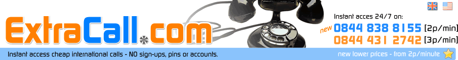 Cheap calls abroad from BT, NTL and Telewest landlines  - Call abroad for 3p/minute or FREE from O2 mobile phones. Instant access online phone card.